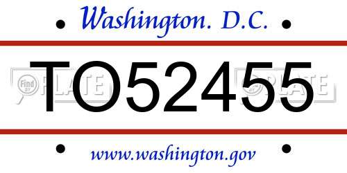 TO52455 District Of Columbia License Plate