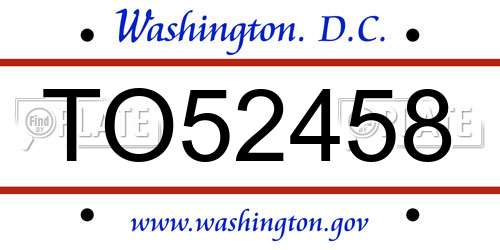 TO52458 District Of Columbia License Plate