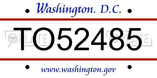 TO52485 District Of Columbia License Plate
