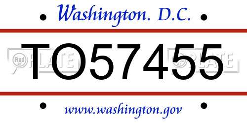 TO57455 District Of Columbia License Plate