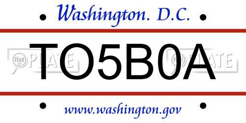TO5B0A District Of Columbia License Plate