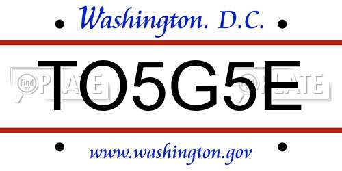 TO5G5E District Of Columbia License Plate