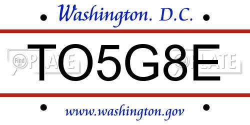 TO5G8E District Of Columbia License Plate