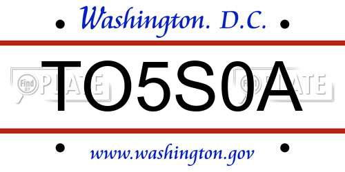 TO5S0A District Of Columbia License Plate