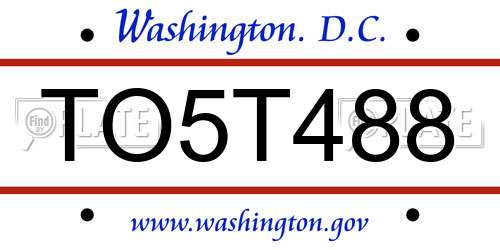 TO5T488 District Of Columbia License Plate