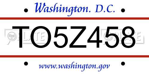 TO5Z458 District Of Columbia License Plate