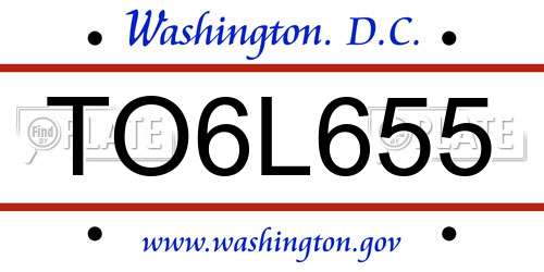 TO6L655 District Of Columbia License Plate