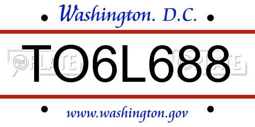TO6L688 District Of Columbia License Plate