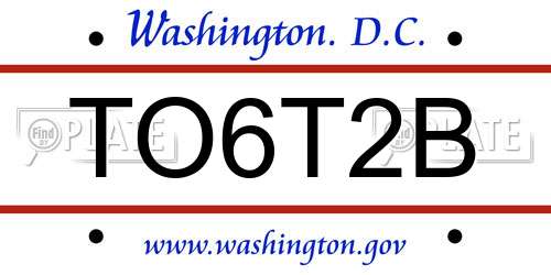 TO6T2B District Of Columbia License Plate