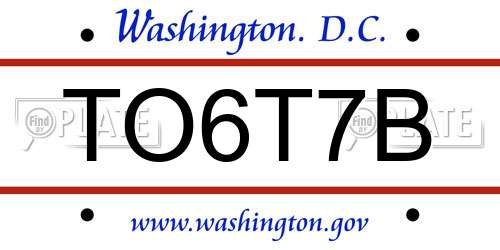 TO6T7B District Of Columbia License Plate