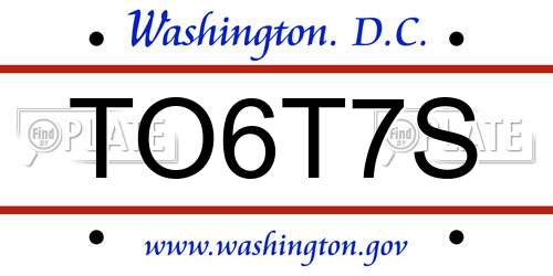 TO6T7S District Of Columbia License Plate