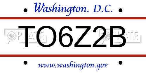 TO6Z2B District Of Columbia License Plate