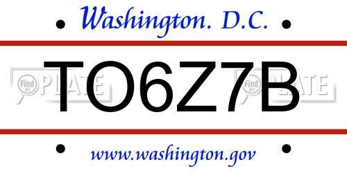 TO6Z7B District Of Columbia License Plate