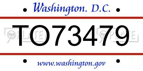 TO73479 District Of Columbia License Plate