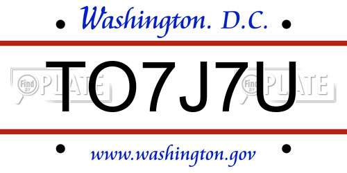 TO7J7U District Of Columbia License Plate