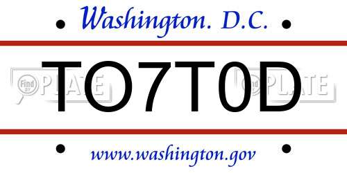 TO7T0D District Of Columbia License Plate