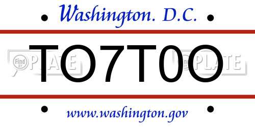 TO7T0O District Of Columbia License Plate