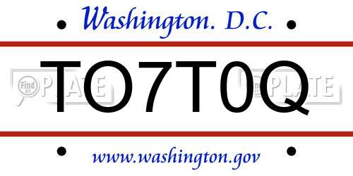 TO7T0Q District Of Columbia License Plate
