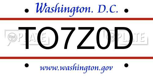 TO7Z0D District Of Columbia License Plate