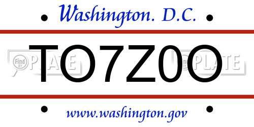 TO7Z0O District Of Columbia License Plate