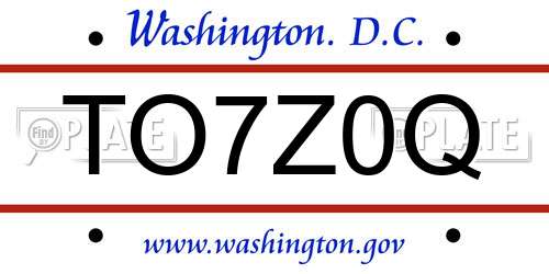 TO7Z0Q District Of Columbia License Plate