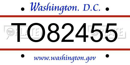 TO82455 District Of Columbia License Plate