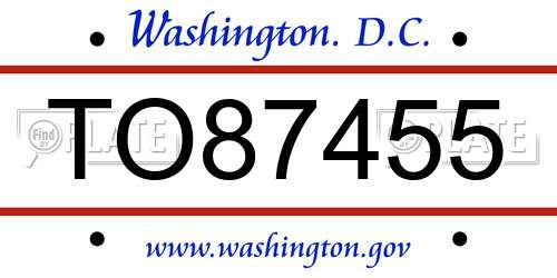 TO87455 District Of Columbia License Plate