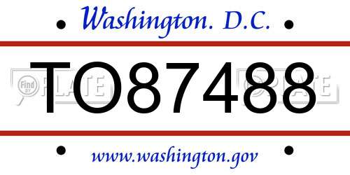 TO87488 District Of Columbia License Plate