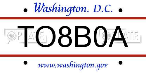 TO8B0A District Of Columbia License Plate