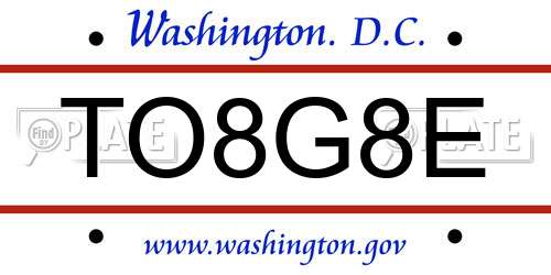 TO8G8E District Of Columbia License Plate