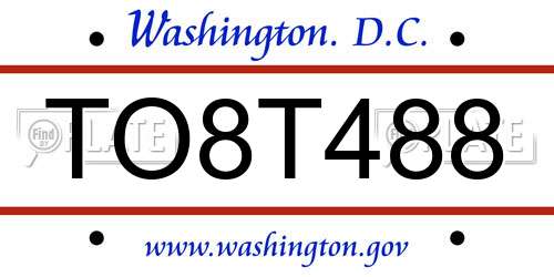 TO8T488 District Of Columbia License Plate