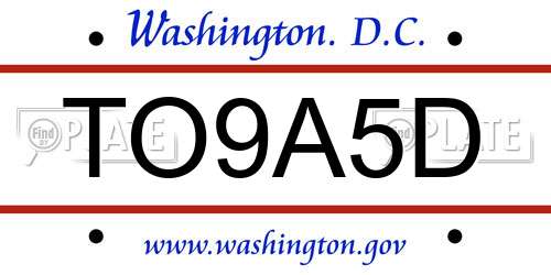 TO9A5D District Of Columbia License Plate