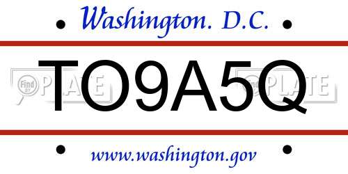 TO9A5Q District Of Columbia License Plate