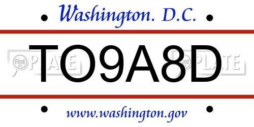 TO9A8D District Of Columbia License Plate