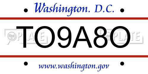 TO9A8O District Of Columbia License Plate