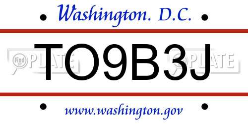 TO9B3J District Of Columbia License Plate