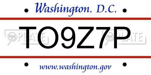 TO9Z7P District Of Columbia License Plate