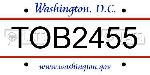 TOB2455 District Of Columbia License Plate