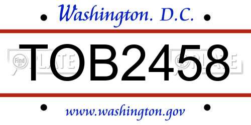 TOB2458 District Of Columbia License Plate