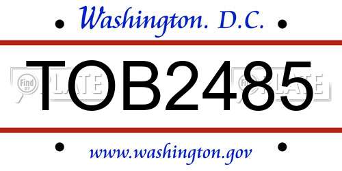 TOB2485 District Of Columbia License Plate