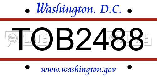 TOB2488 District Of Columbia License Plate