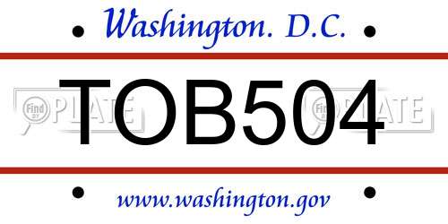 TOB504 District Of Columbia License Plate