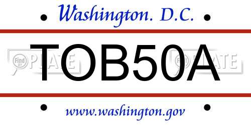 TOB50A District Of Columbia License Plate