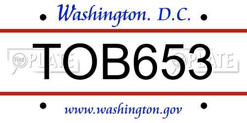 TOB653 District Of Columbia License Plate