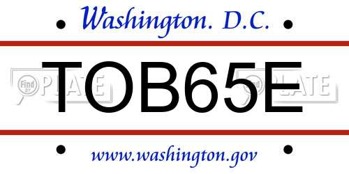 TOB65E District Of Columbia License Plate
