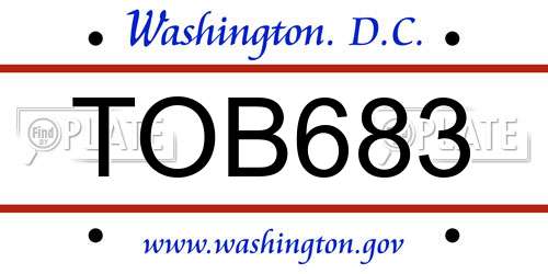 TOB683 District Of Columbia License Plate