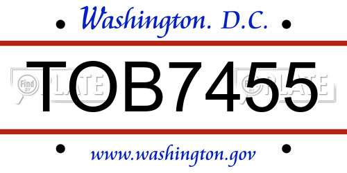 TOB7455 District Of Columbia License Plate