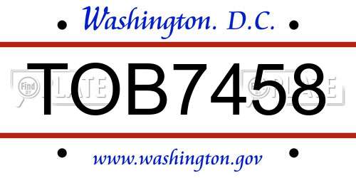 TOB7458 District Of Columbia License Plate
