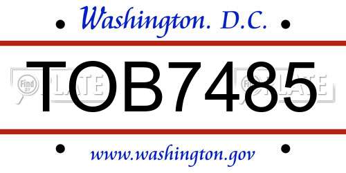 TOB7485 District Of Columbia License Plate