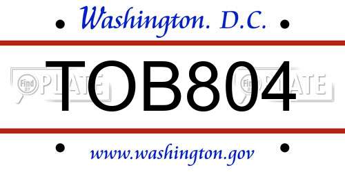 TOB804 District Of Columbia License Plate